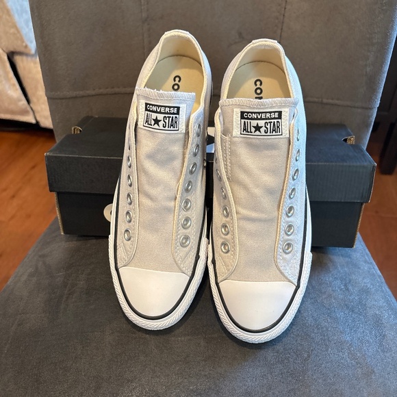NWB Converse All Star Slip On No Lace Sneakers Color Mouse M7/W9 - Picture 2 of 7